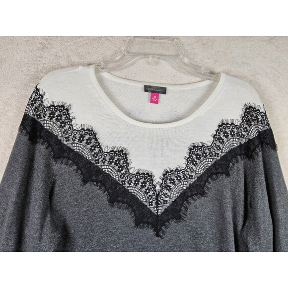 Vince Camuto Women's Lace Trim V Neck Sweater Size 2X - Picture 2 of 4